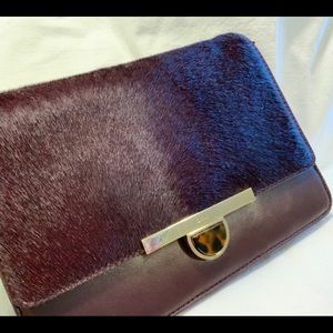 DNKY BURGUNDY HAIRCALF w/lamb napp bag